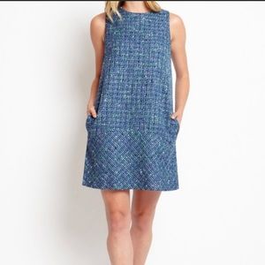 Of Mercer Blue Tweed Mott Shift Dress